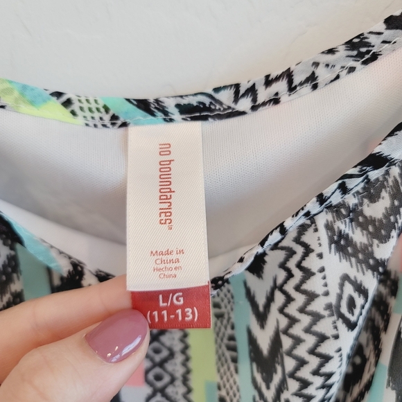 No Boundaries Asymmetrical Hem Aztec Print Multicolored Dress Size Large - Picture 10 of 14